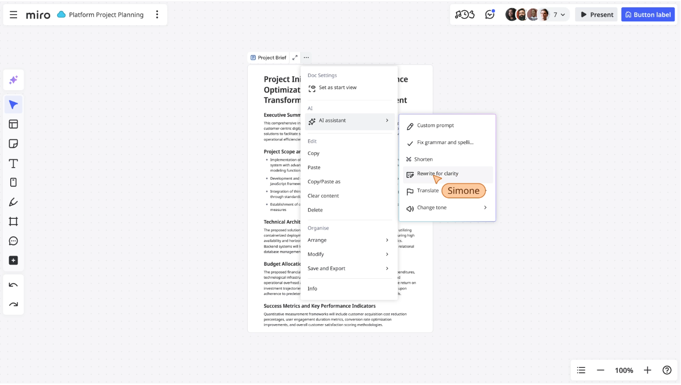 Miro – Doc-level AI Actions