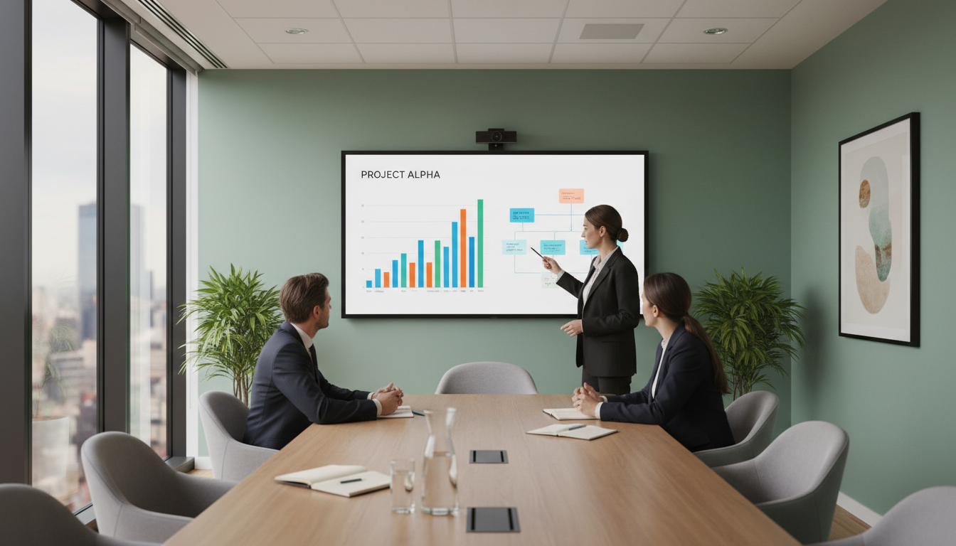 Modern Meeting Room With Digital Whiteboard