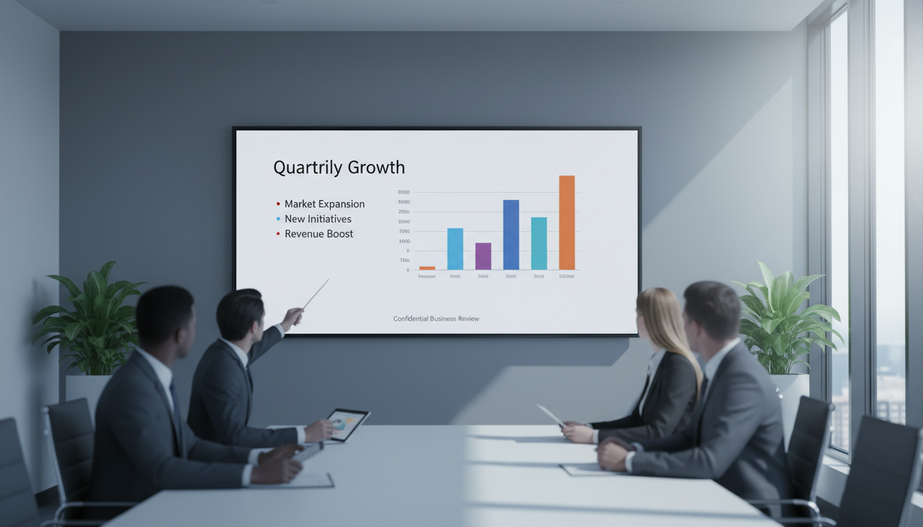 Business Demo Presentation On Large Screen Close-Up