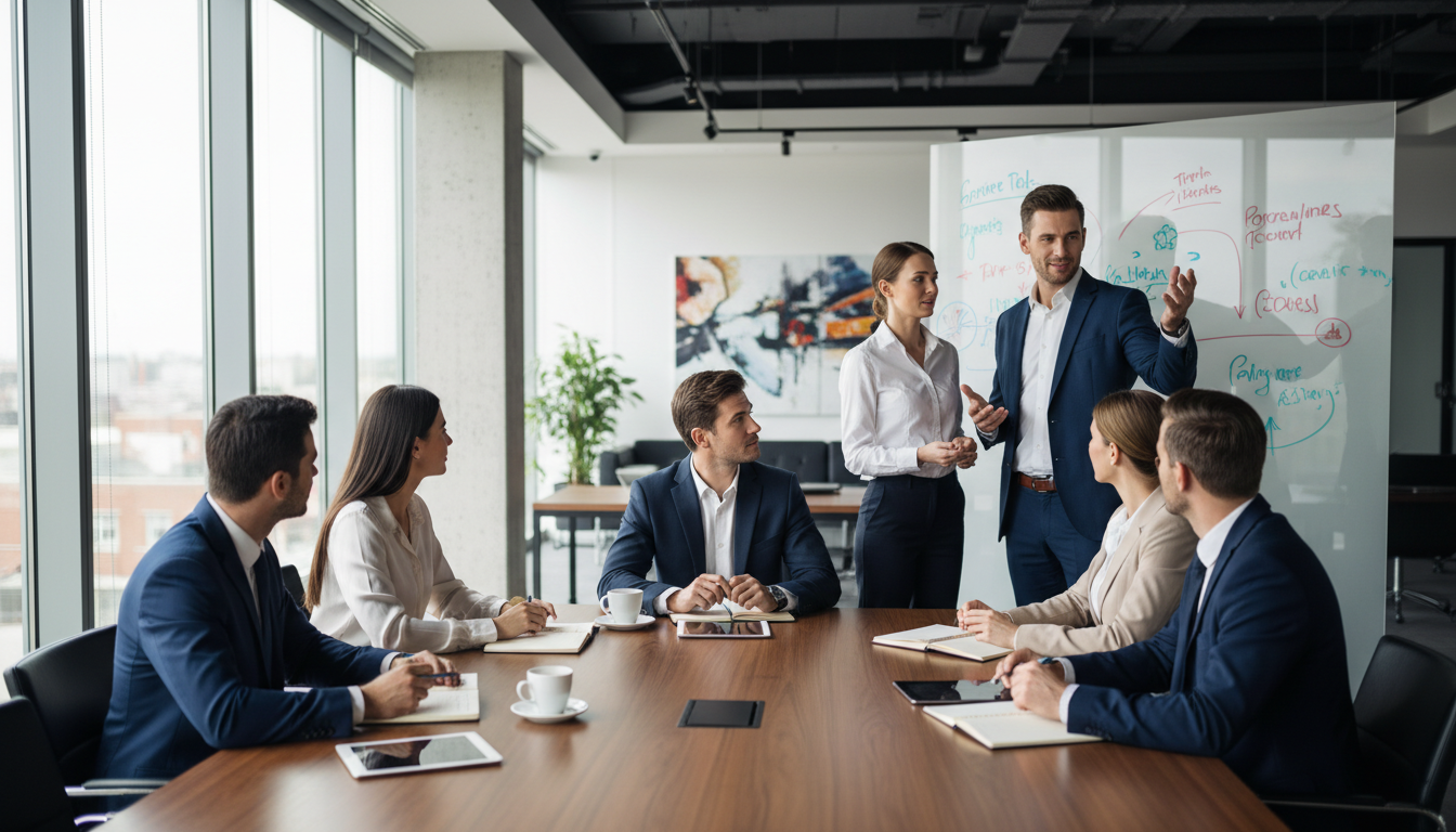 Team Brainstorming Session Wide Angle