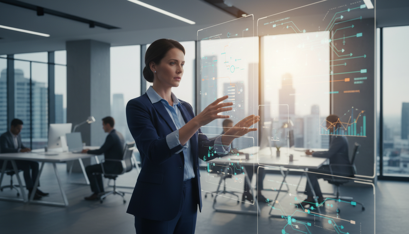 Business Analyst Reviewing Data Flow Charts