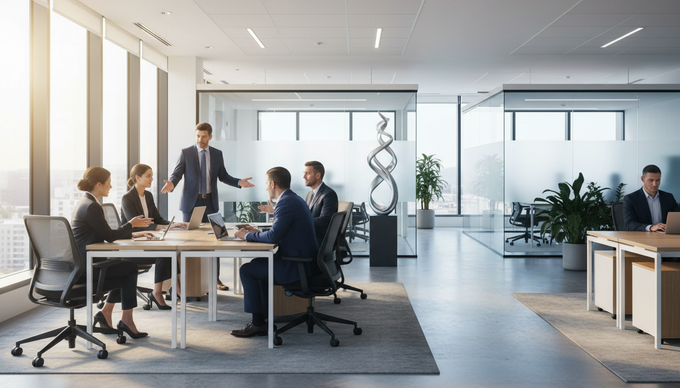 Modern Office Workspace Wide Angle