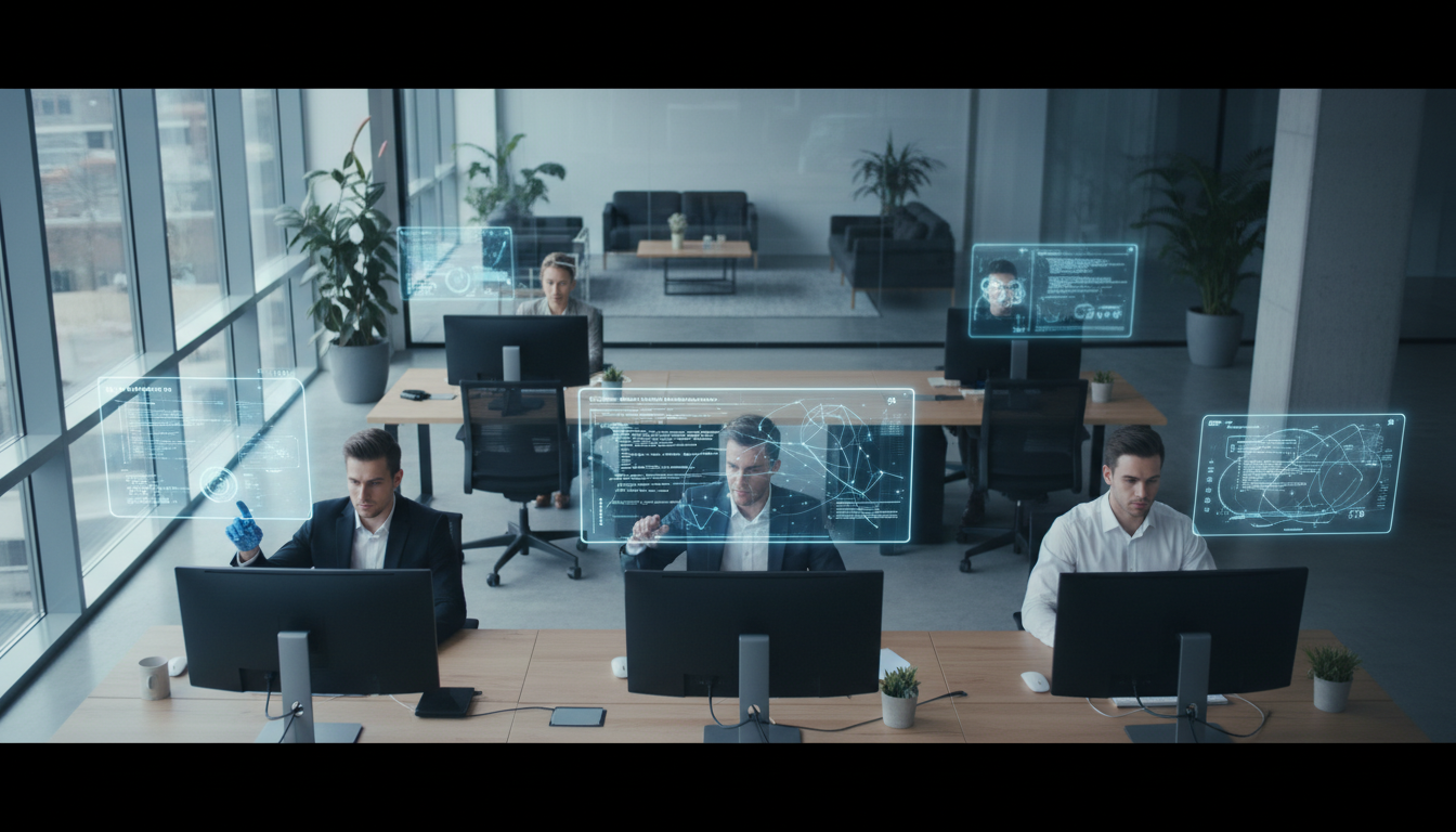 Developers Coding With Ai Tools Overhead View
