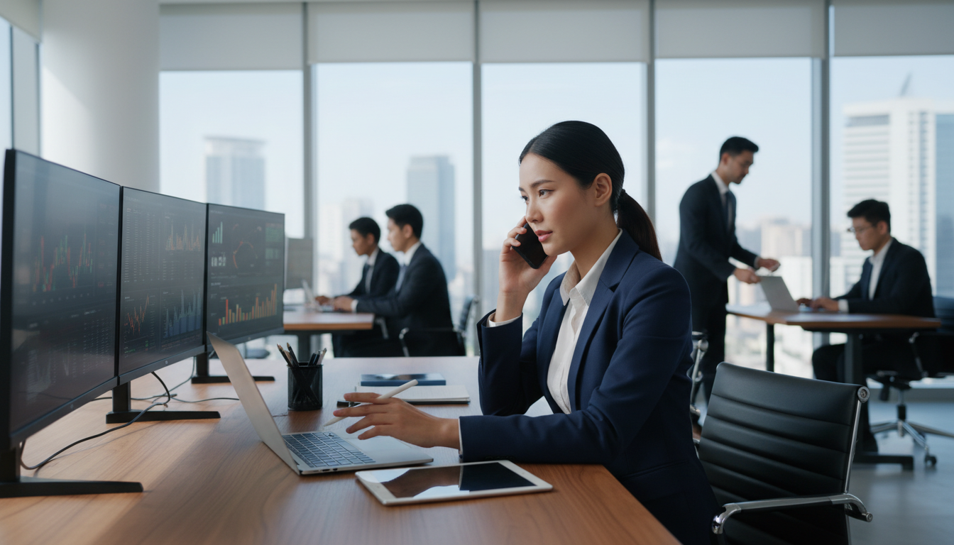Business Professional Multitasking Office
