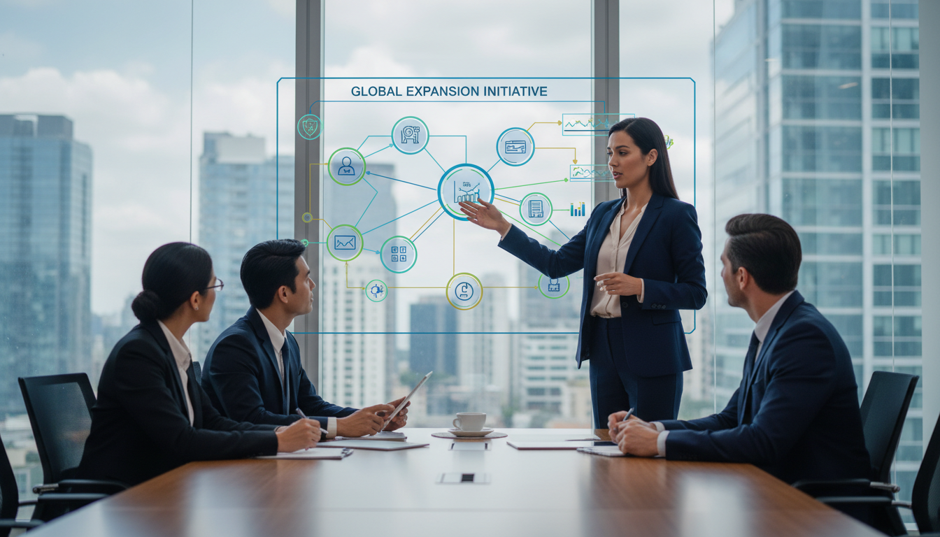 Business Leader Presenting Strategy Diagram