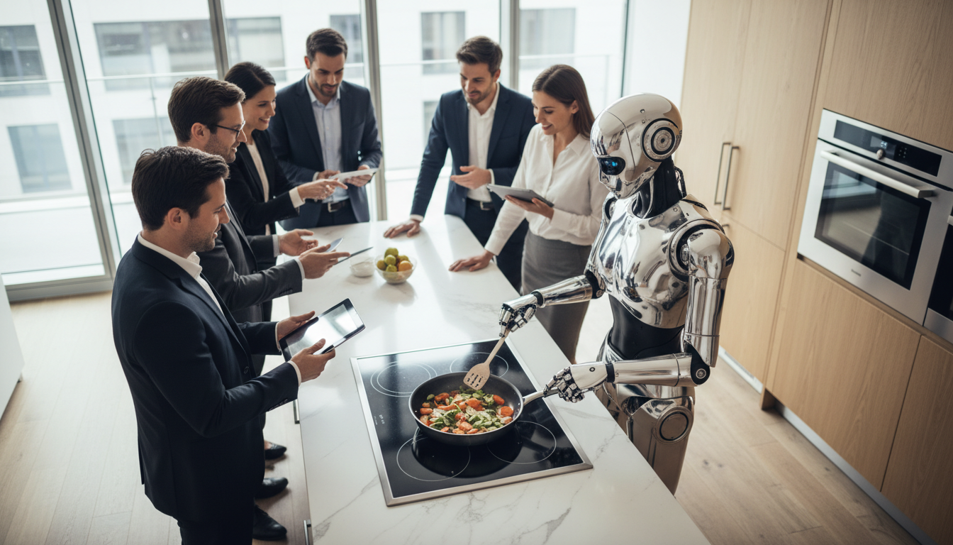 Ai Assistant Cooking In Modern Kitchen Overhead