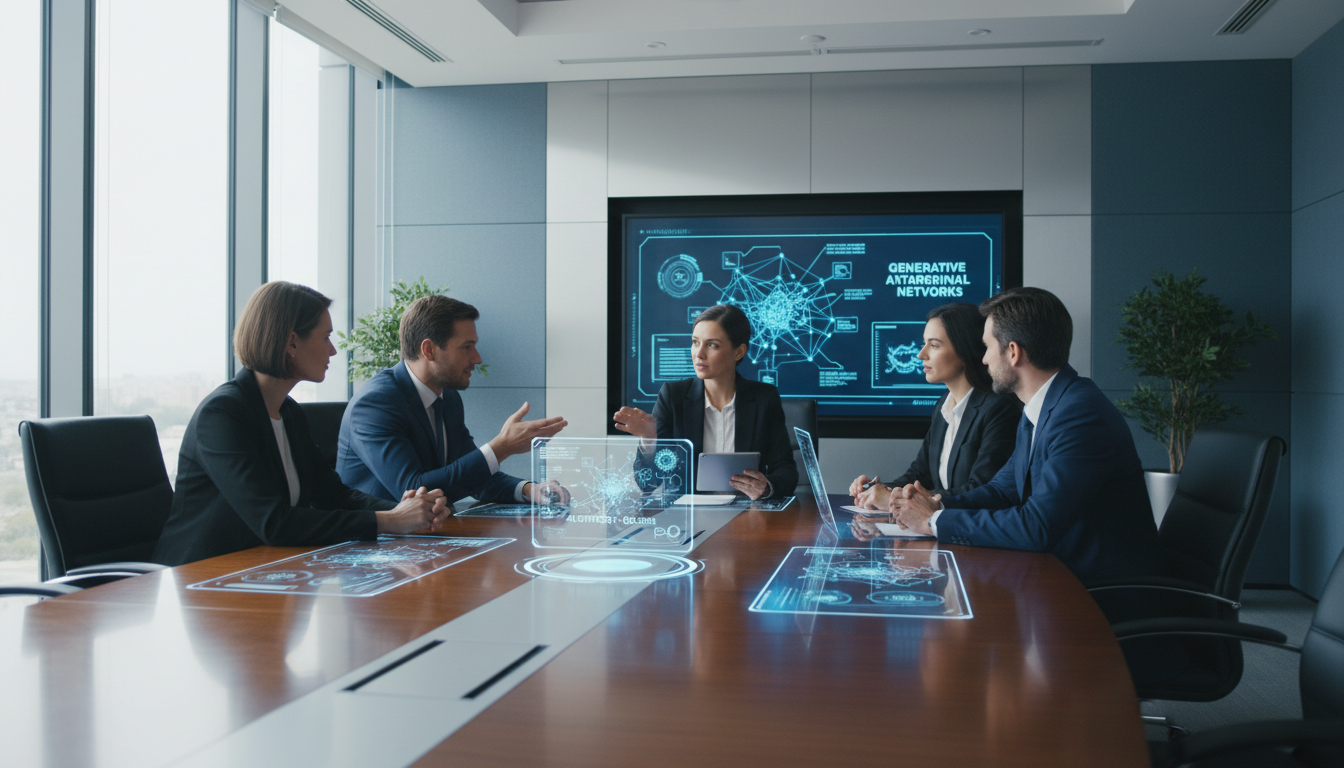 Executives Discussing Ai Strategy Boardroom