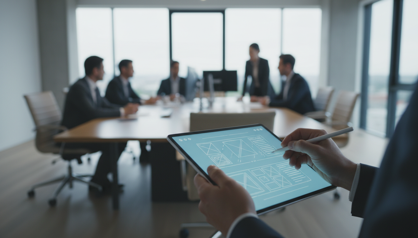 Designer Sketching Wireframes Close-Up