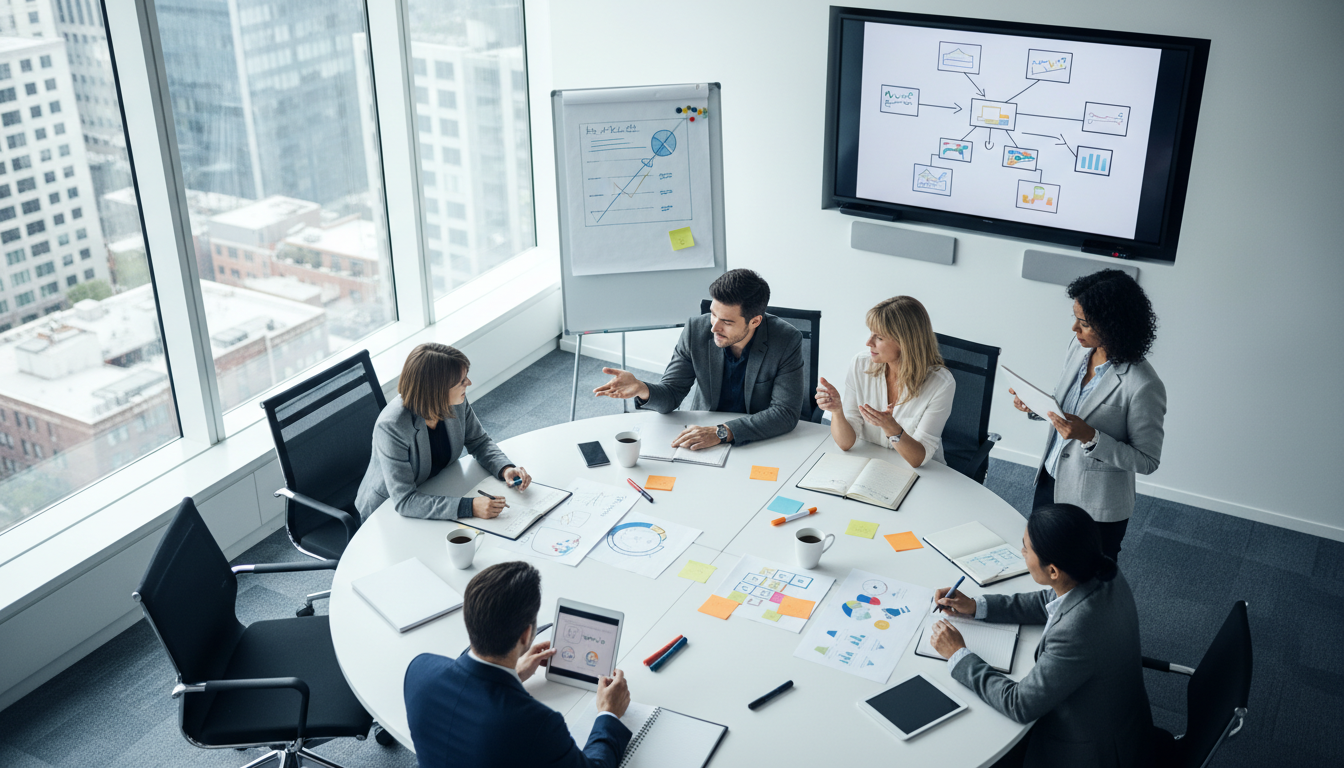 Creative Team Brainstorming Session Overhead